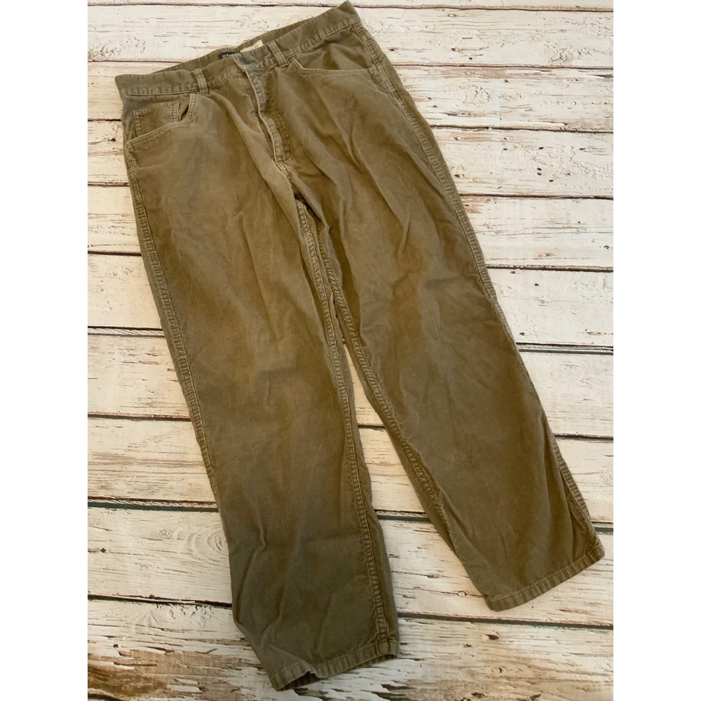 St. Johns Bay Easy Fit Corduroy Pants Mens 36x29 Tan Khaki Cotton Trousers